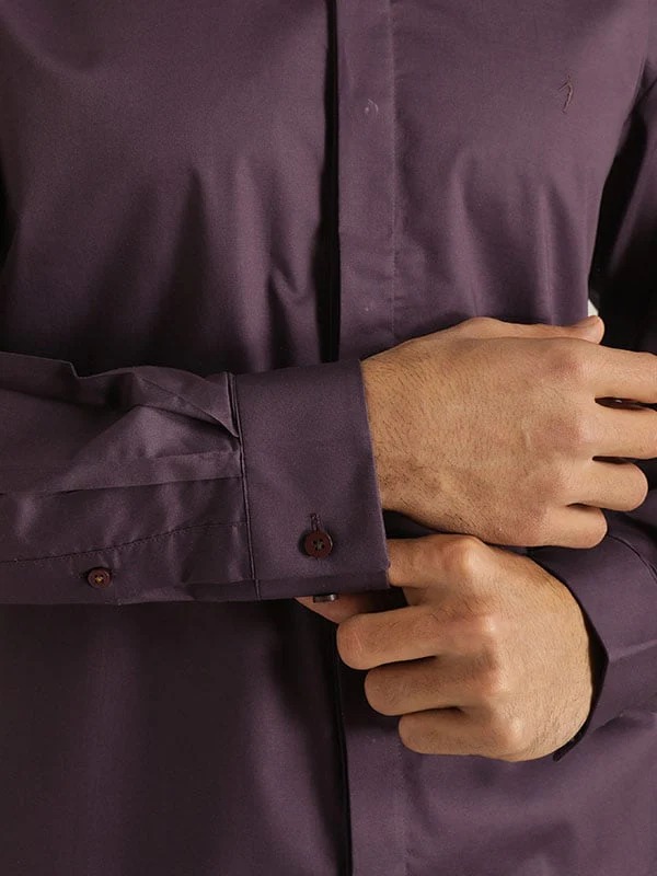 Indian Terrain Men Solid Purple Shirt